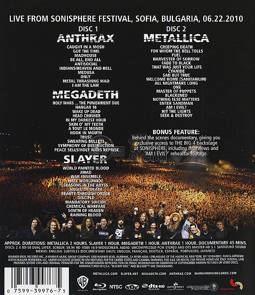 Metallica, Slayer, Megadeth, Anthrax: The Big 4 - Live from Sofia